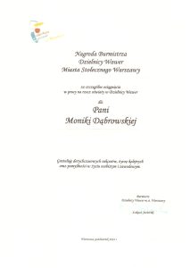 Dyplom Monika Dąbrowska
